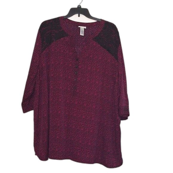 A Catherines Women's Top Plus Sized Office Core Lace Detail Cocktail Party 5X - Picture 1 of 8